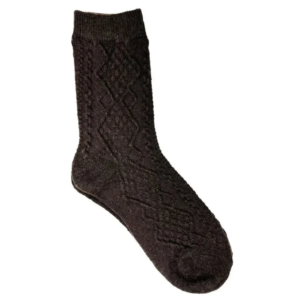 NWT Marion Cable Knit Brown Wool Crew Socks